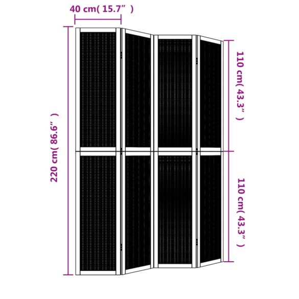 4 paneles barna tömör császárfa térelválasztó