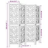 4 paneles barna tömör császárfa térelválasztó