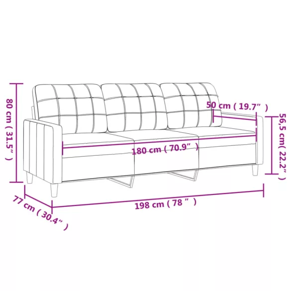 3 személyes sötétszürke szövet kanapé 180 cm