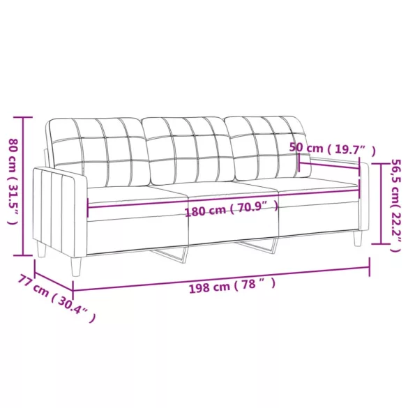 3 személyes krémszínű szövet kanapé 180 cm