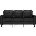 3 személyes fekete műbőr kanapé 180 cm