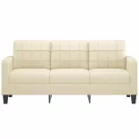 3 személyes krémszínű műbőr kanapé 180 cm