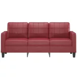 3 személyes bordó műbőr kanapé 180 cm