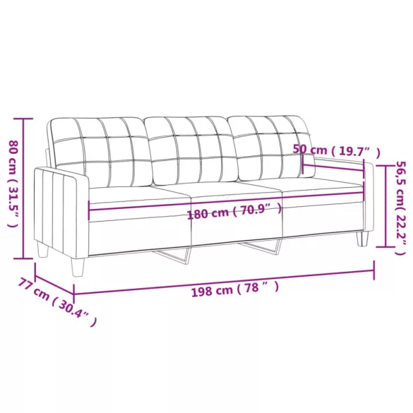 3 személyes bordó műbőr kanapé 180 cm