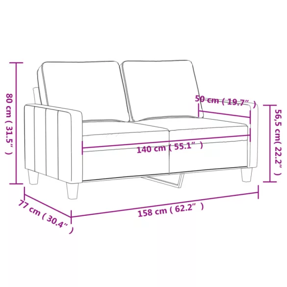 2 személyes cappuccino színű műbőr kanapé 140 cm