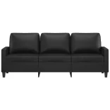 3 személyes fekete műbőr kanapé 180 cm