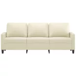 3 személyes krémszínű műbőr kanapé 180 cm