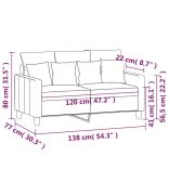 kétszemélyes fekete szövetkanapé 120 cm