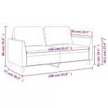 2 személyes fekete műbőr kanapé 140 cm