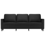 3 személyes fekete műbőr kanapé 180 cm