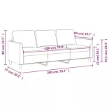 3 személyes fekete műbőr kanapé 180 cm