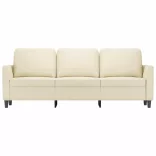 3 személyes krémszínű műbőr kanapé 180 cm