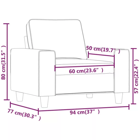sötétszürke szövet kanapéfotel 60 cm