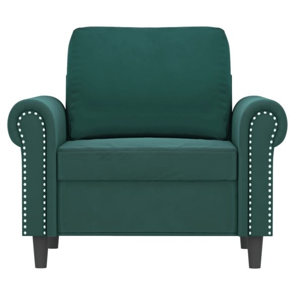 sötétzöld bársony kanapéfotel 60 cm