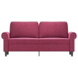 kétszemélyes bordó bársony kanapé 140 cm
