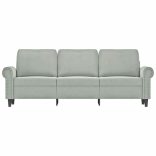 3 személyes világosszürke bársony kanapé 180 cm