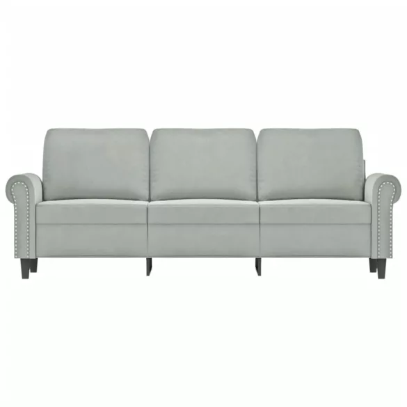 3 személyes világosszürke bársony kanapé 180 cm