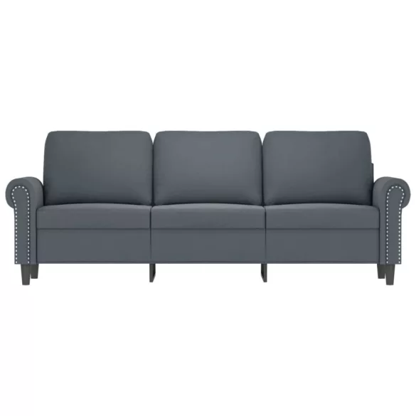 3 személyes sötétszürke bársony kanapé 180 cm