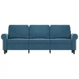 3 személyes kék bársony kanapé 180 cm