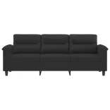 3 személyes fekete mikroszálas szövetkanapé 180 cm