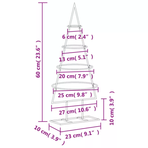 fekete fém karácsonyfa dekorációhoz 60 cm