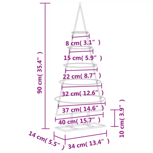 fekete fém karácsonyfa dekorációhoz 90 cm