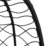 krémfehér polyrattan és acél függő tojás alakú szék párnával