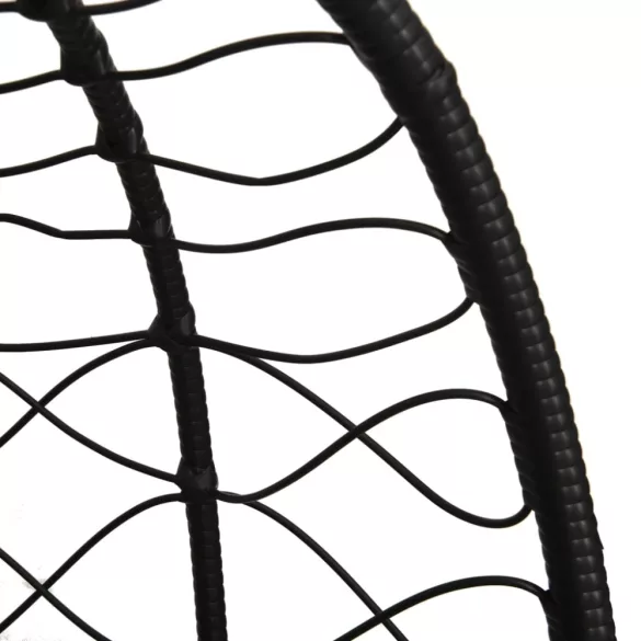 krémfehér polyrattan és acél függő tojás alakú szék párnával
