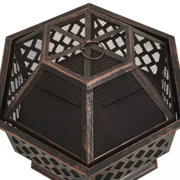 rusztikus acél XXL méretű tűztál piszkavassal 62 x 54 x 56 cm