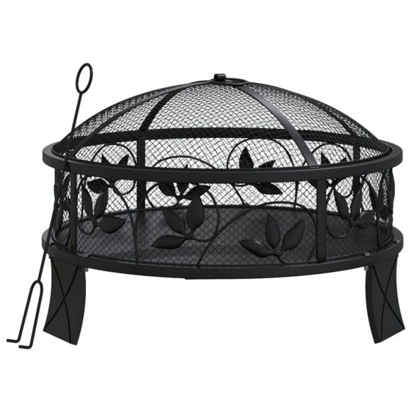 acél XXL méretű tűztál piszkavassal 50 cm