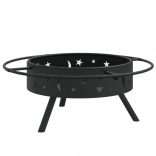 acél XXL méretű tűztál piszkavassal 70 cm