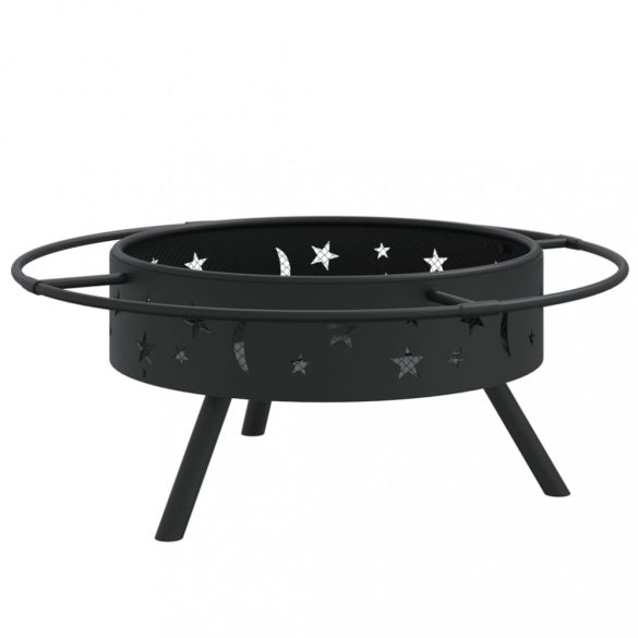 acél XXL méretű tűztál piszkavassal 70 cm