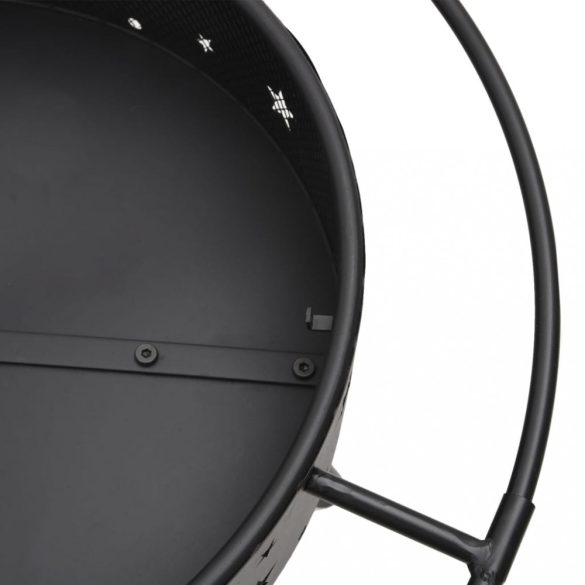 acél XXL méretű tűztál piszkavassal 70 cm