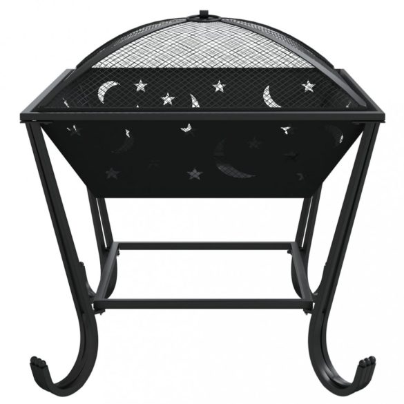 acél XXL méretű tűztál piszkavassal 50 cm