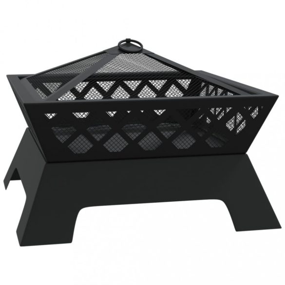 acél XXL méretű tűztál piszkavassal 50 cm