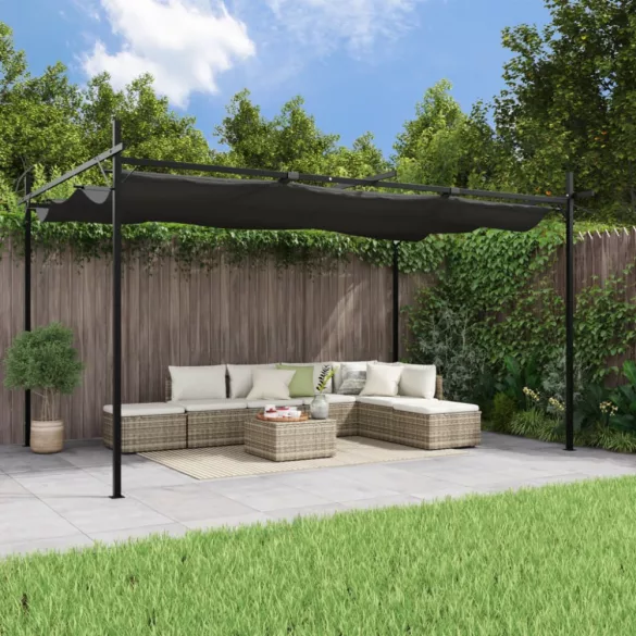 antracitszürke pergola behúzható tetővel 395 x 292 x 230 cm