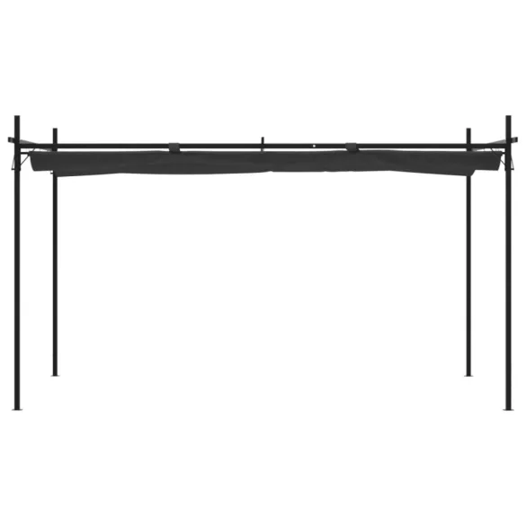 antracitszürke pergola behúzható tetővel 395 x 292 x 230 cm
