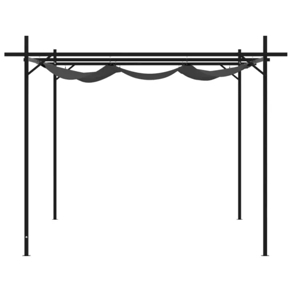 antracitszürke pergola behúzható tetővel 395 x 292 x 230 cm