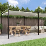 krémszínű pergola behúzható tetővel 589 x 292 x 230 cm