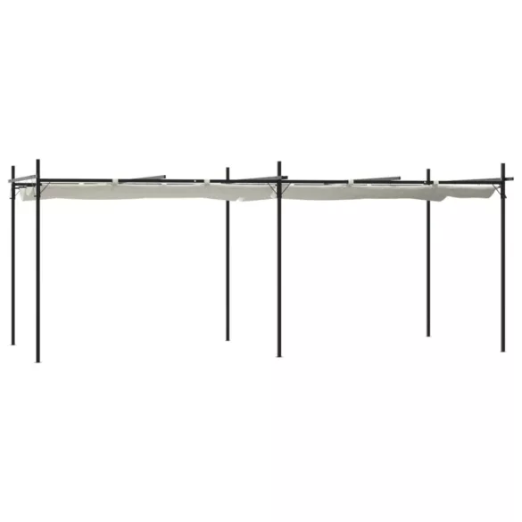 krémszínű pergola behúzható tetővel 589 x 292 x 230 cm
