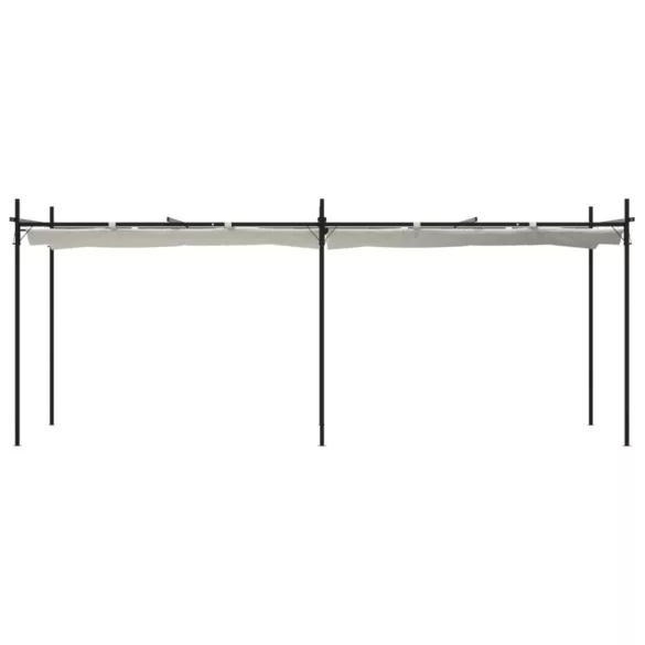 krémszínű pergola behúzható tetővel 589 x 292 x 230 cm