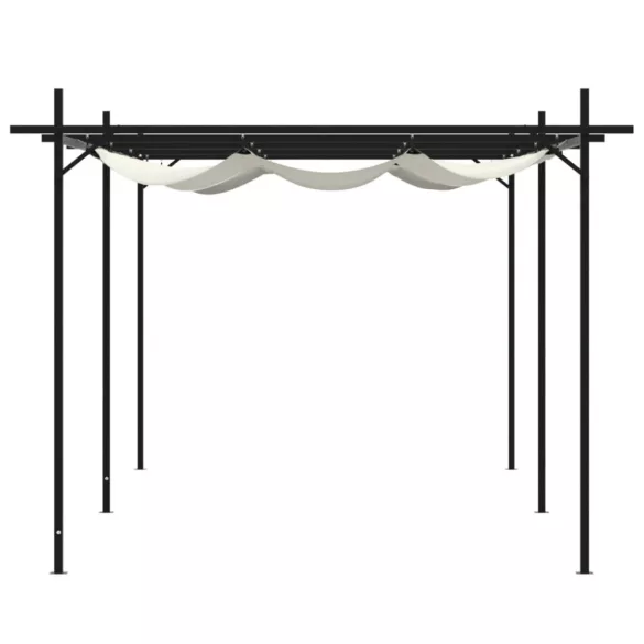 krémszínű pergola behúzható tetővel 589 x 292 x 230 cm
