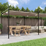 tópszínű pergola behúzható tetővel 589 x 292 x 230 cm