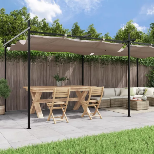 tópszínű pergola behúzható tetővel 589 x 292 x 230 cm