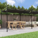 antracitszürke pergola behúzható tetővel 589 x 292 x 230 cm