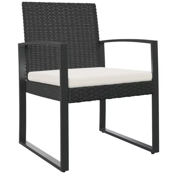 2 db fekete polyrattan kerti étkezőszék