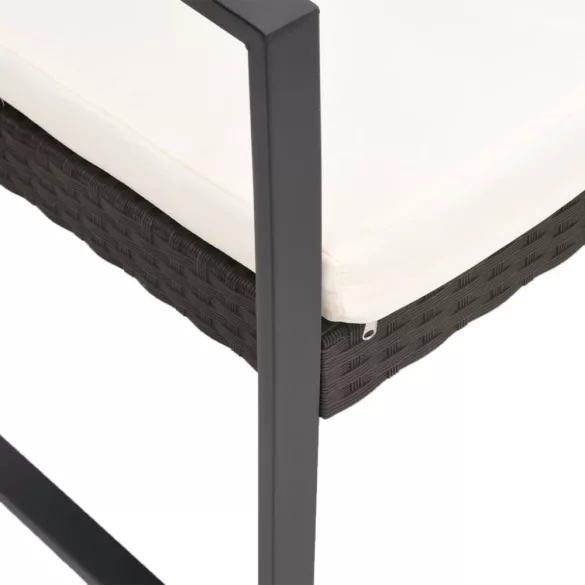 2 db fekete polyrattan kerti étkezőszék