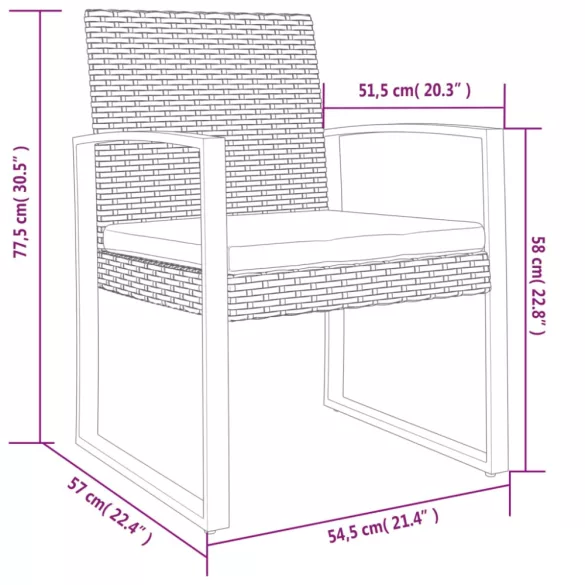 2 db barna polyrattan kerti étkezőszék