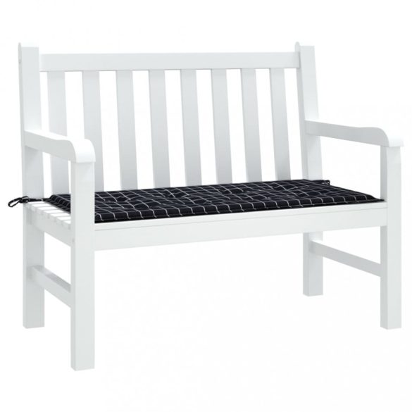 fekete kockás oxford-szövet kerti padpárna 120x50x4 cm