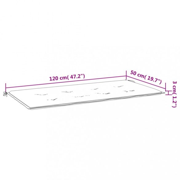 levélmintás oxford szövet kerti padpárna 120x50x4 cm
